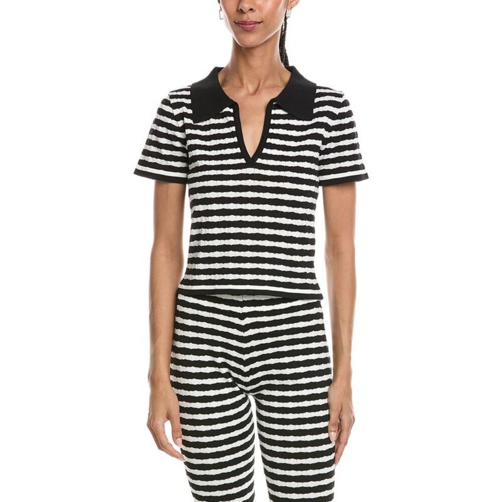 Abbey Womens  Short Sleeve Polo Top, Black